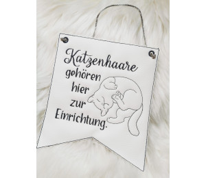 Stickdatei ITH - Wimpel Ösen "Katzenhaare gehören hier zur Einrichtung."